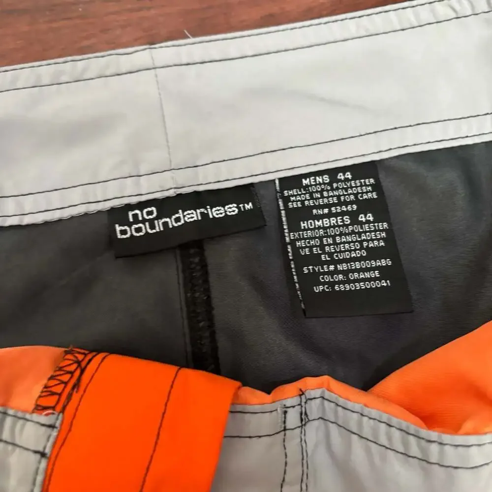 No Boundaries Mens Orange Flame Print Board Shorts Size 44